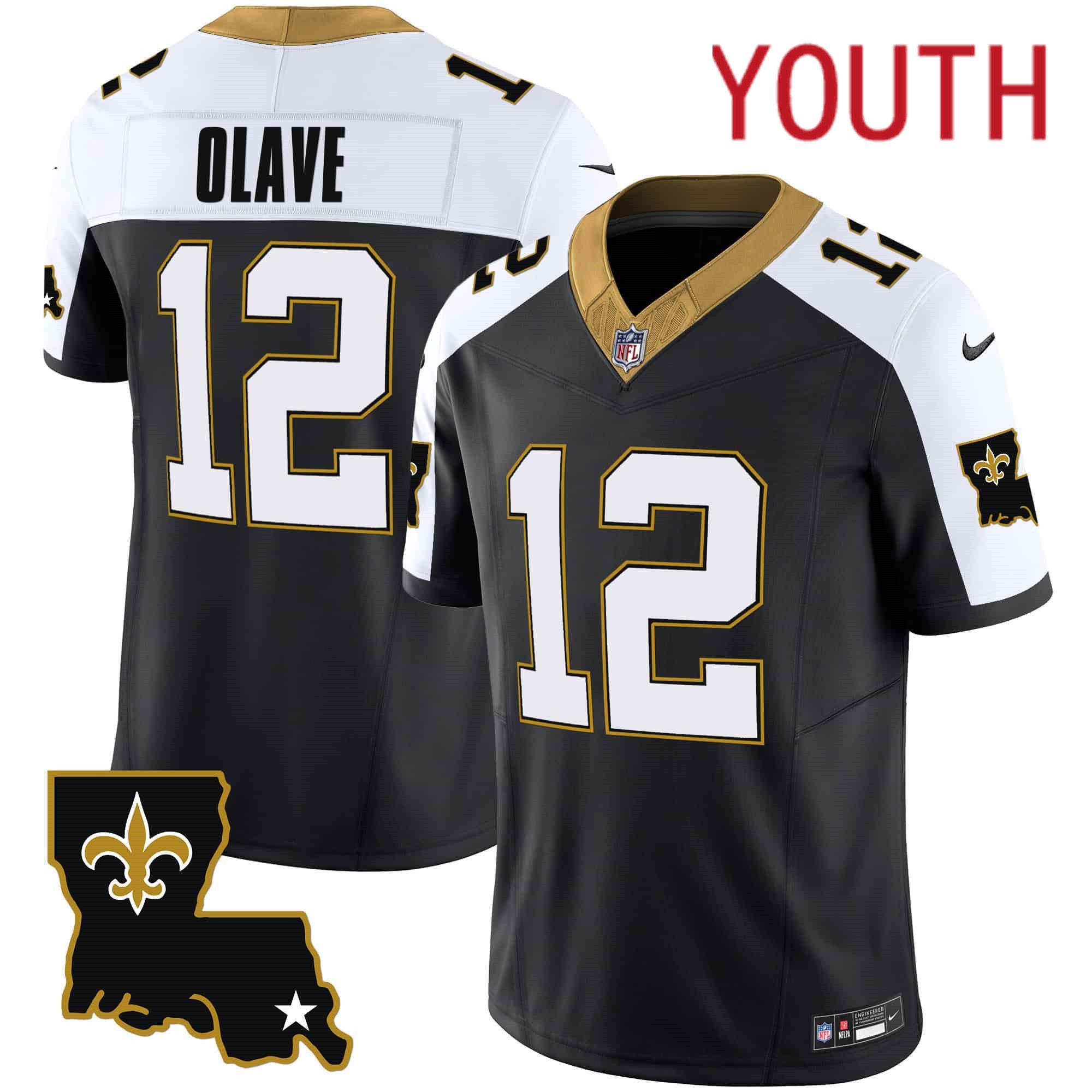 Youth New Orleans Saints #12 Olave Black 2024 Nike 1987 Legacy Vapor Limited NFL Jersey->youth nfl jersey->Youth Jersey